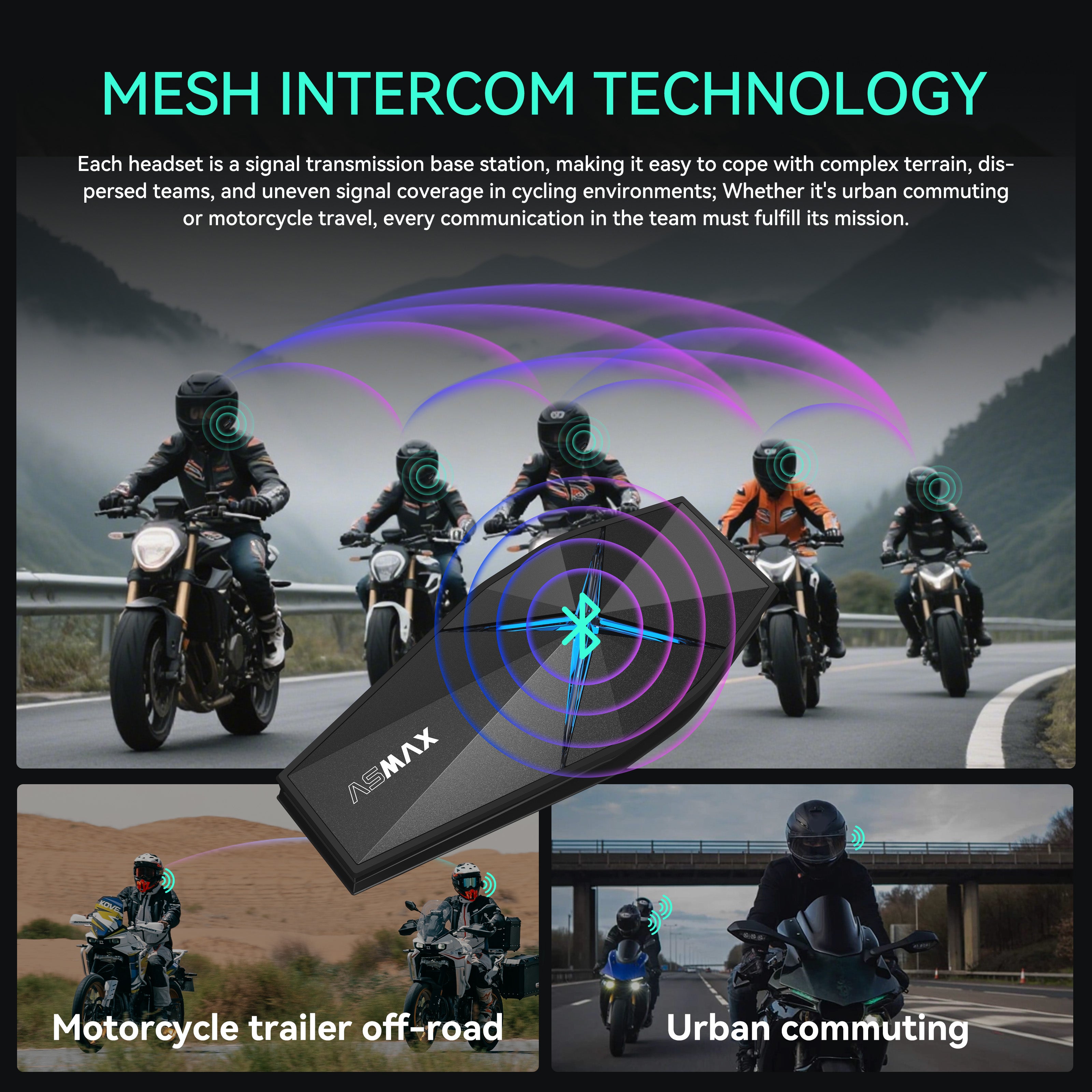 ASMAX F1 PRO 3-trybowy interkom do kasków motocyklowych